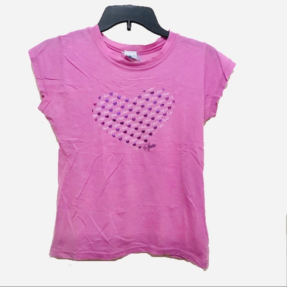 split Tops - Split Beachwear Pink Logo Graphic Heart T-Shirt
